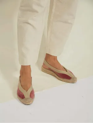 Sandales Espadrilles Vegan à Talon Velours Pedraza | Rose