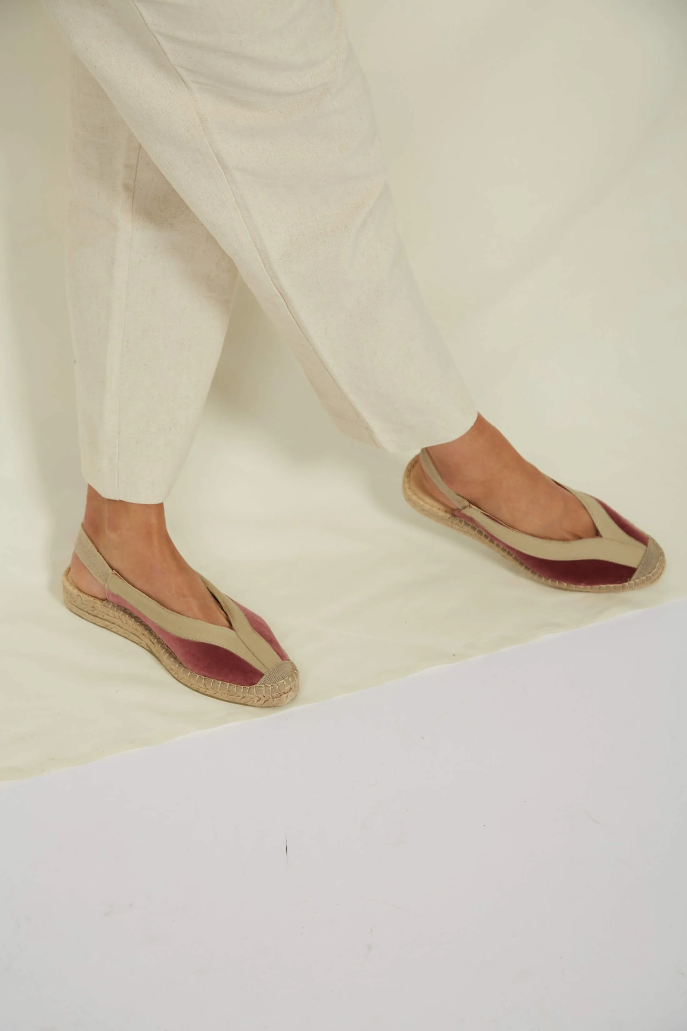 Sandales Espadrilles Vegan à Talon Velours Pedraza | Rose