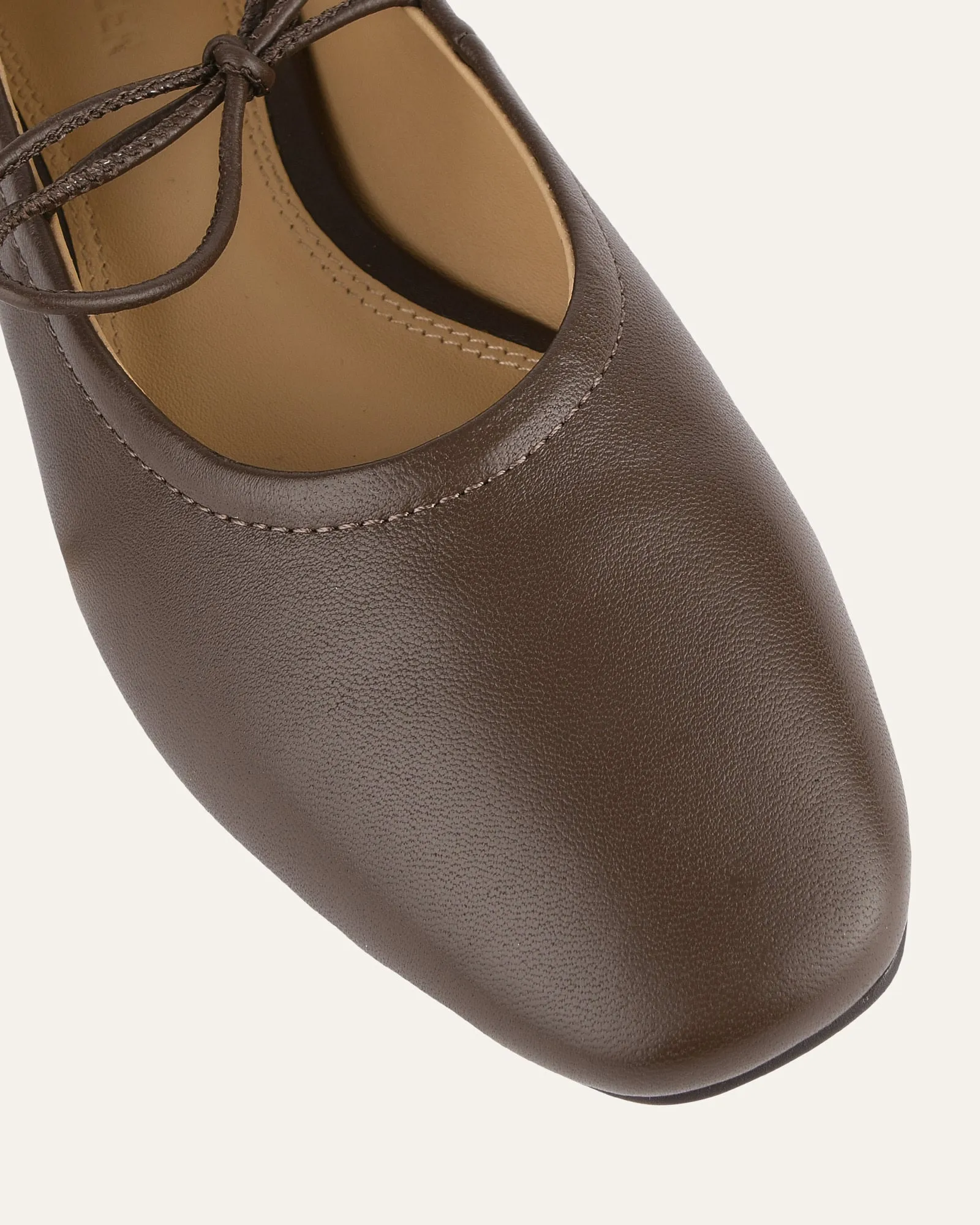 BALLERINES DÉCONTRACTÉES PETAL EN CUIR DE SEIGLE FONCÉ