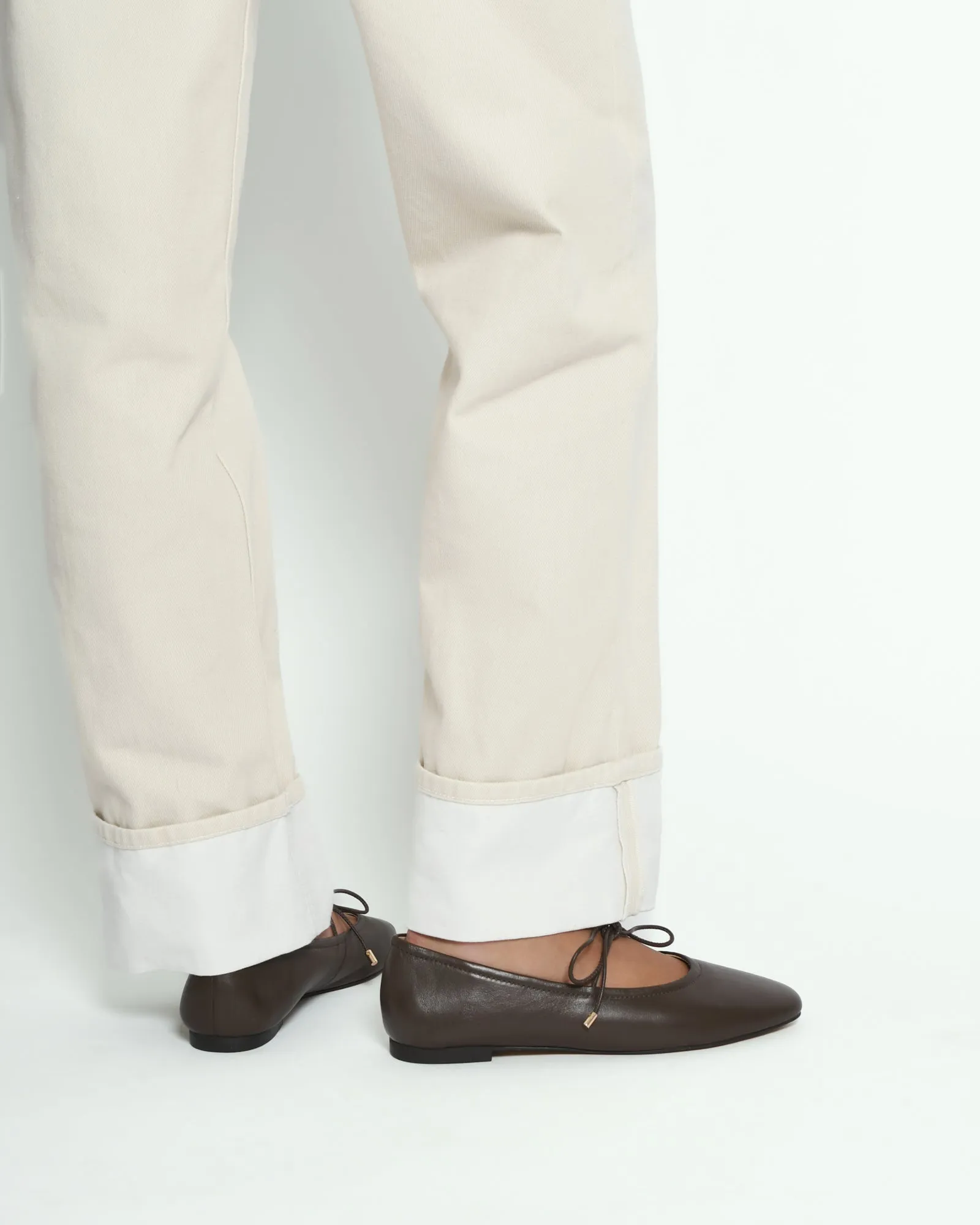 BALLERINES DÉCONTRACTÉES PETAL EN CUIR DE SEIGLE FONCÉ