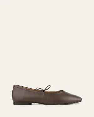 BALLERINES DÉCONTRACTÉES PETAL EN CUIR DE SEIGLE FONCÉ