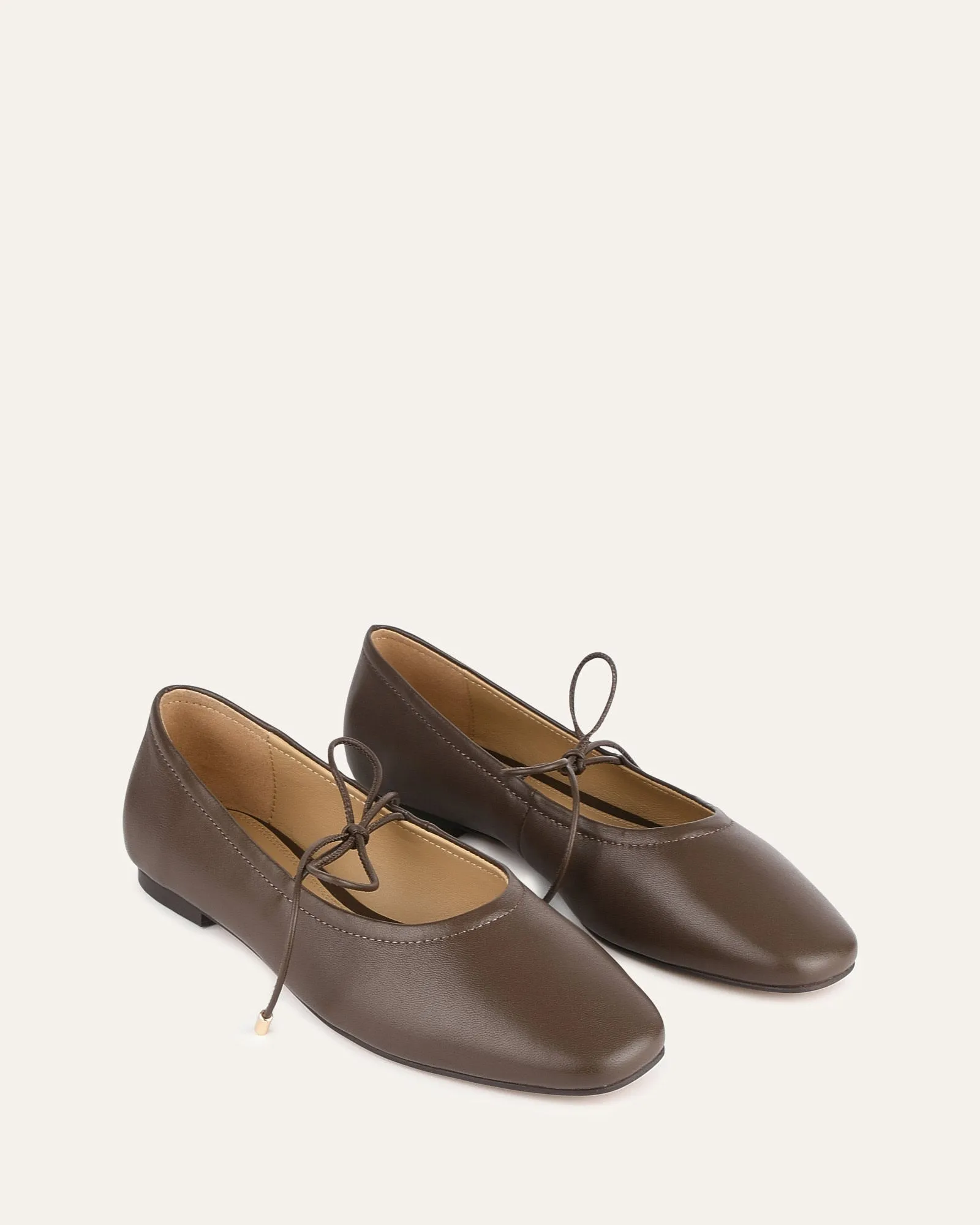 BALLERINES DÉCONTRACTÉES PETAL EN CUIR DE SEIGLE FONCÉ
