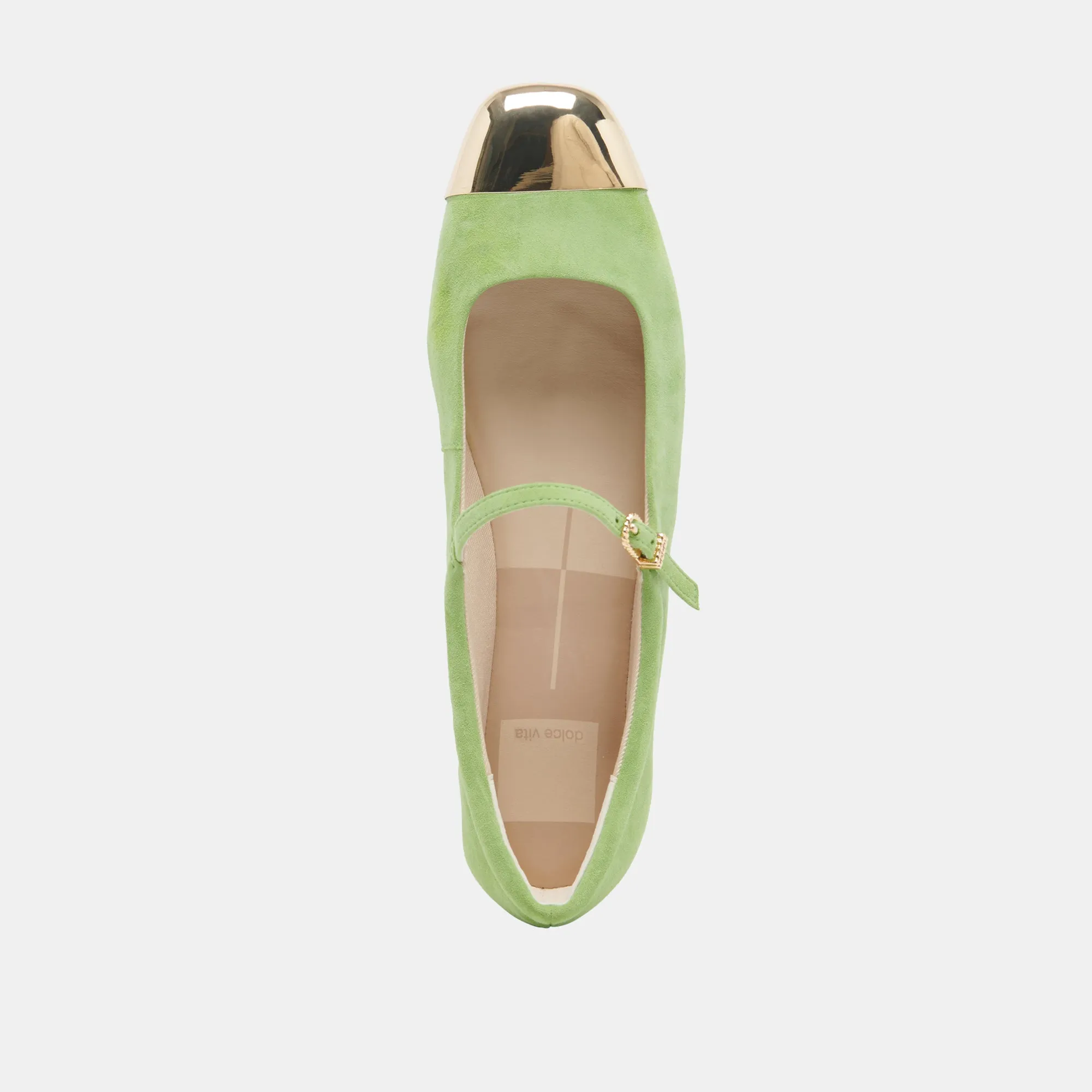 REYES BALLERINES À BOUT ROND EN DAIM VERT CITRON