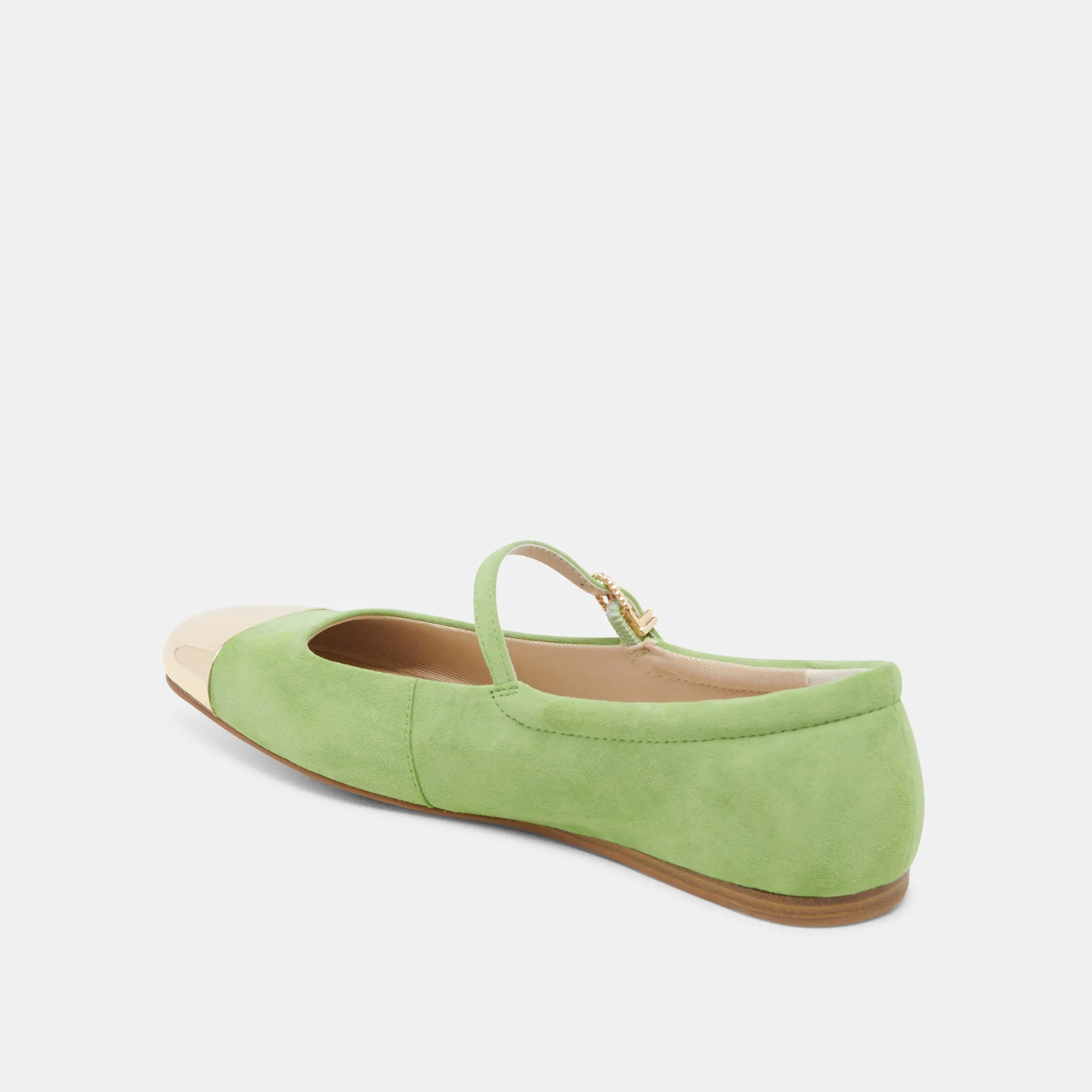 REYES BALLERINES À BOUT ROND EN DAIM VERT CITRON