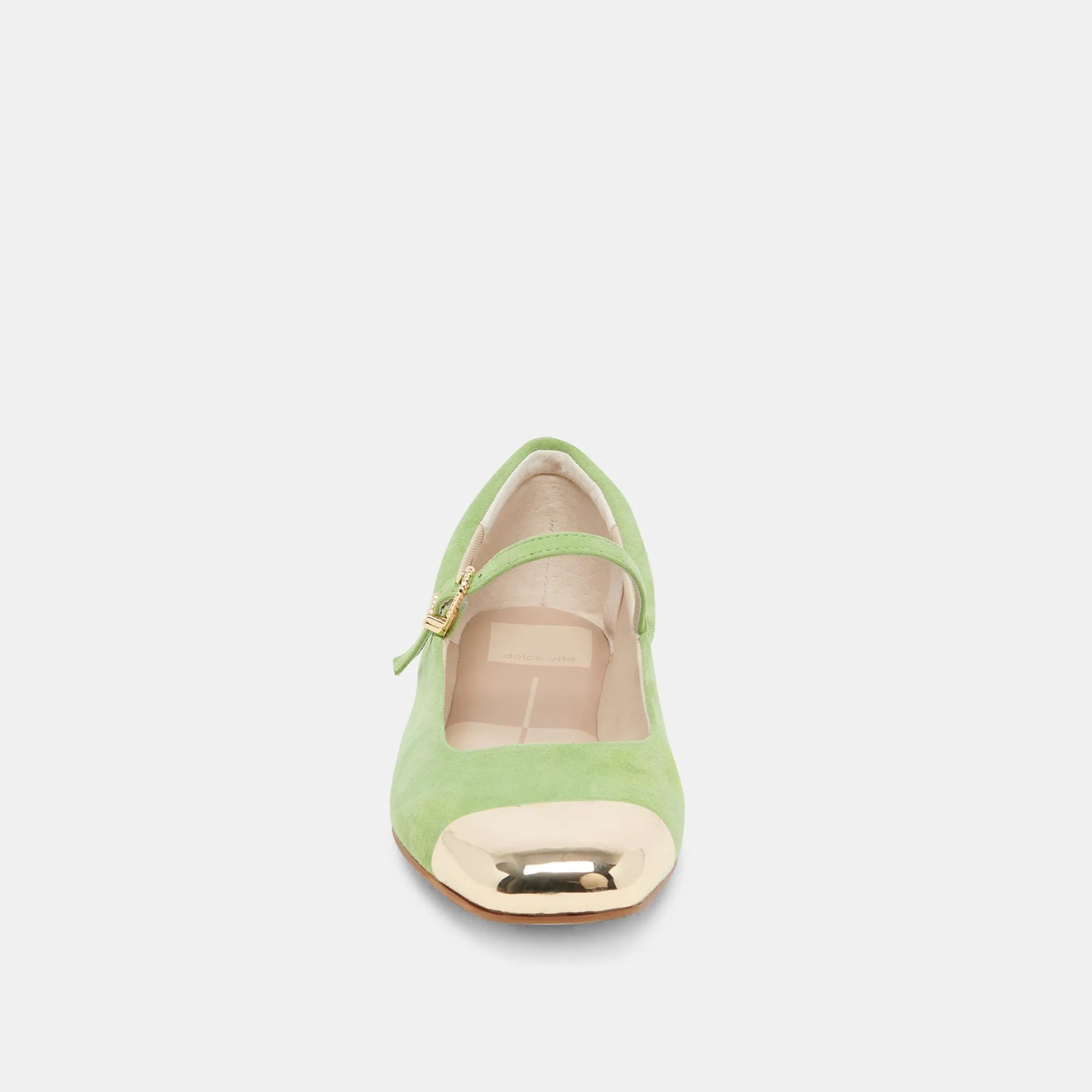 REYES BALLERINES À BOUT ROND EN DAIM VERT CITRON