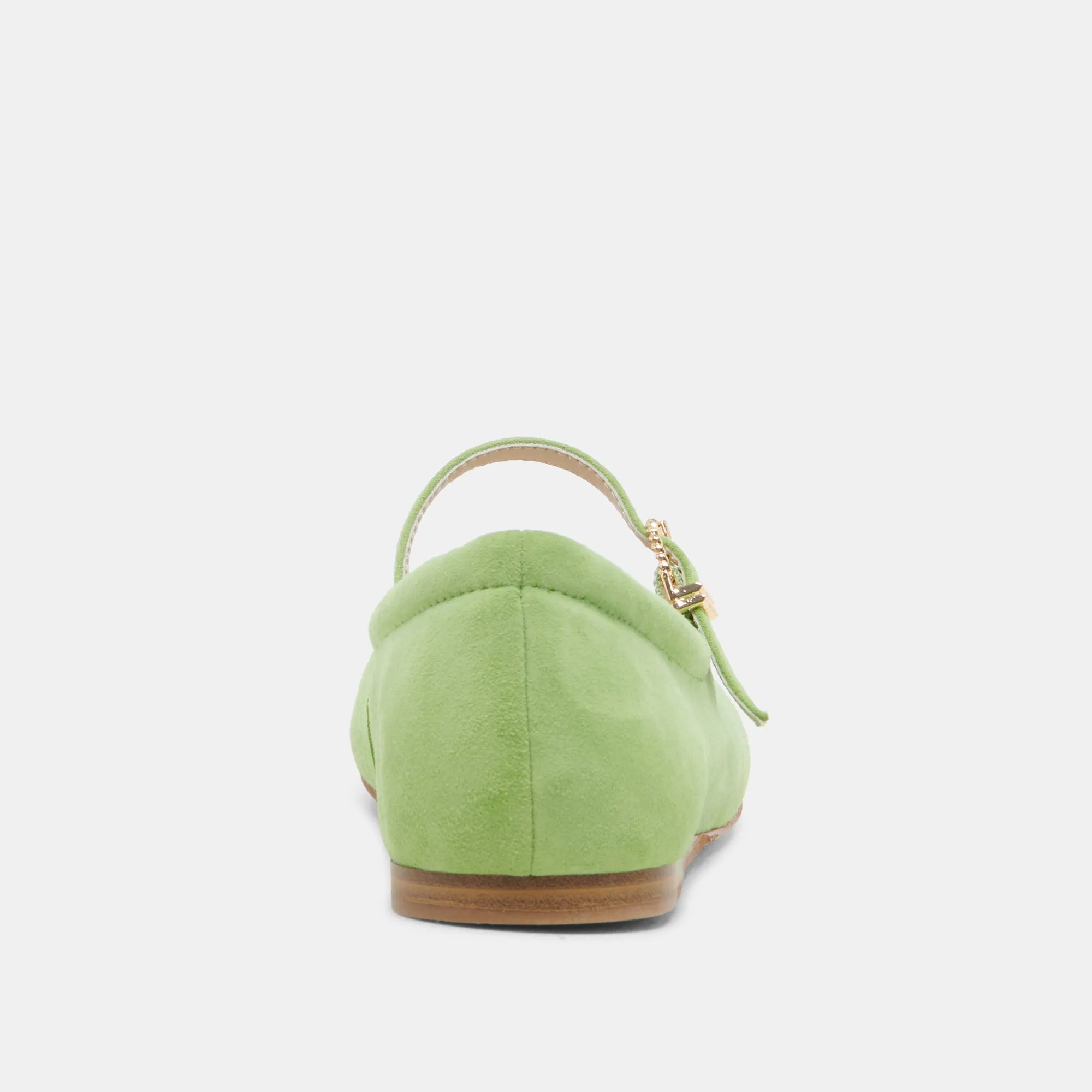 REYES BALLERINES À BOUT ROND EN DAIM VERT CITRON