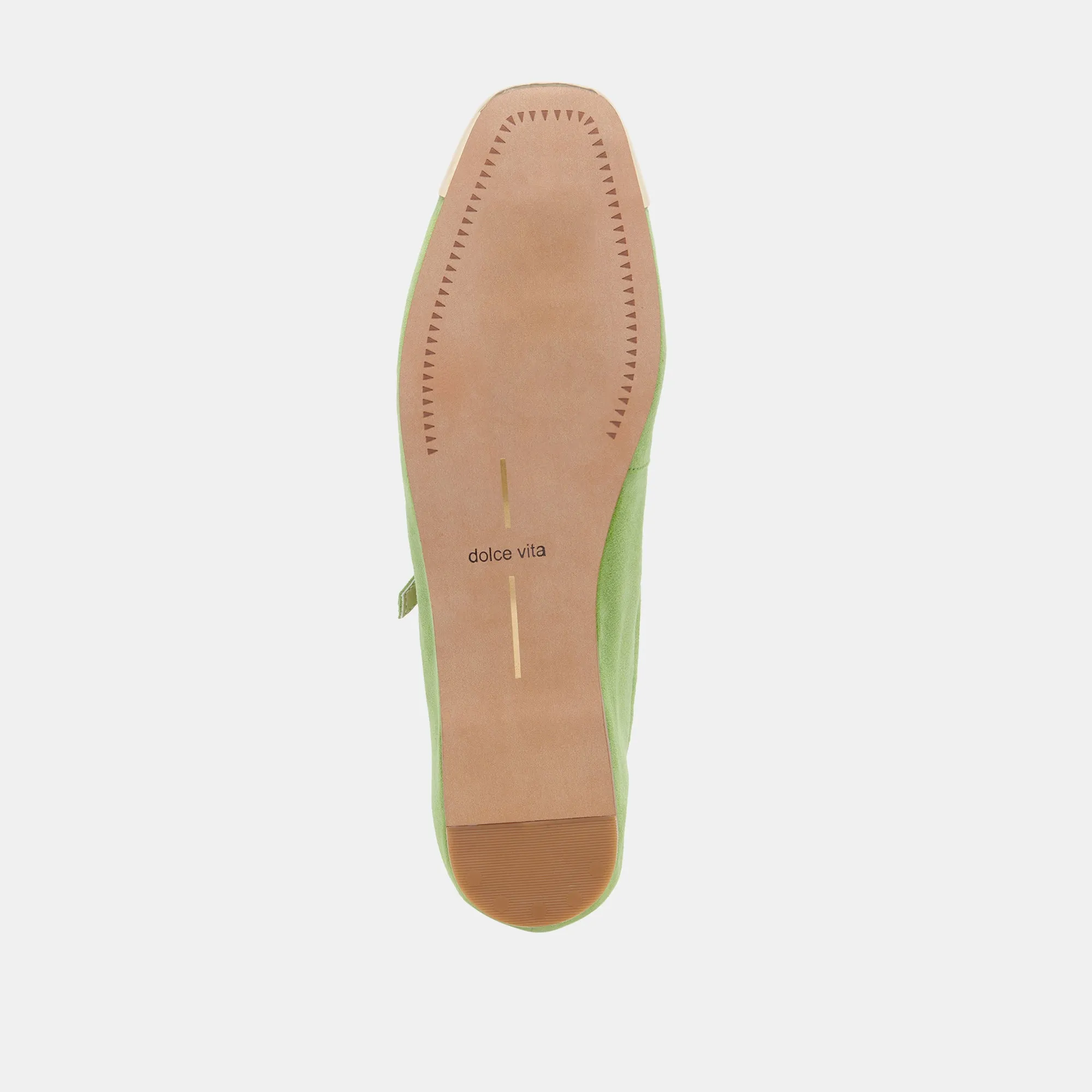 REYES BALLERINES À BOUT ROND EN DAIM VERT CITRON