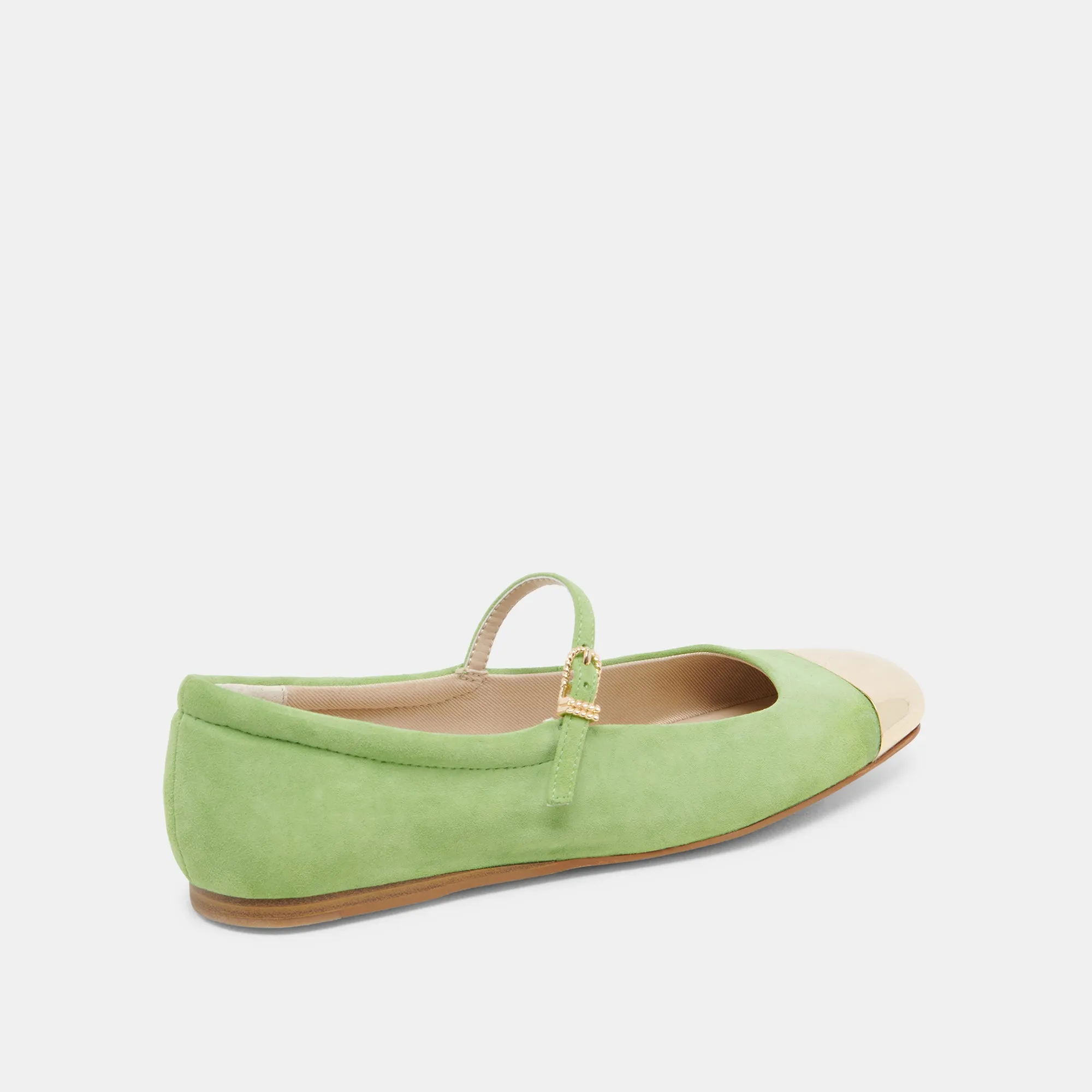 REYES BALLERINES À BOUT ROND EN DAIM VERT CITRON