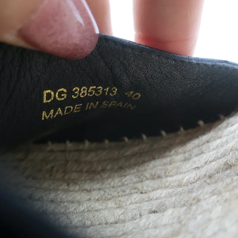 Sandales à plateforme espadrille à wedge Saint Laurent en cuir noir taille 40