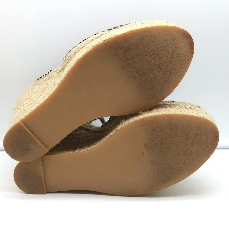Sandales à plateforme espadrille à wedge Saint Laurent en cuir noir taille 40