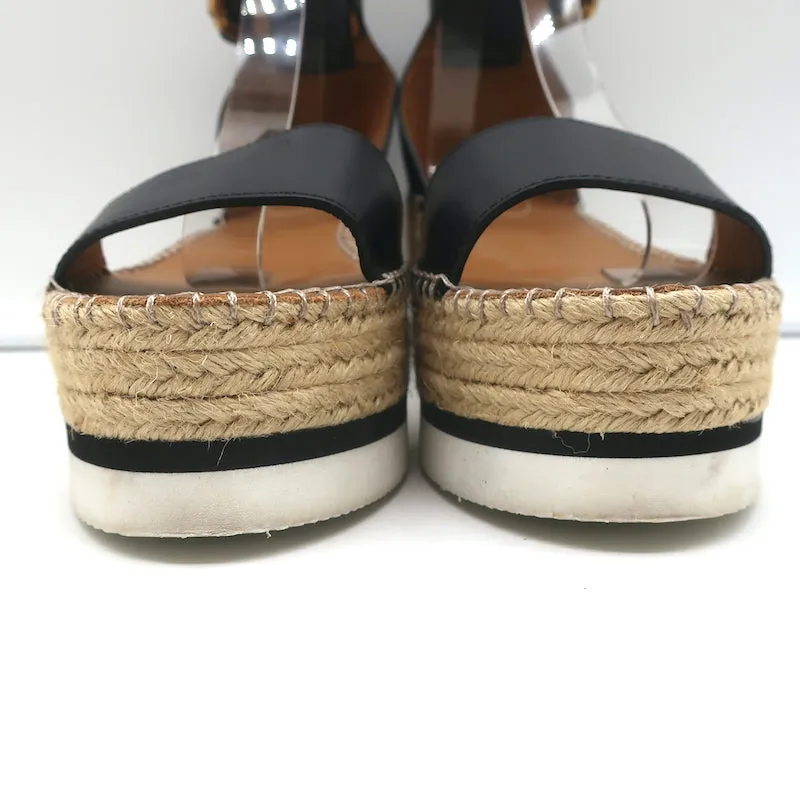 Sandales plateforme espadrilles See by Chloe Glyn en cuir noir taille 39