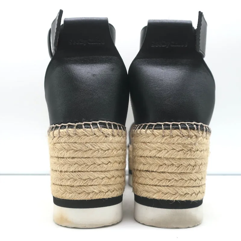 Sandales plateforme espadrilles See by Chloe Glyn en cuir noir taille 39