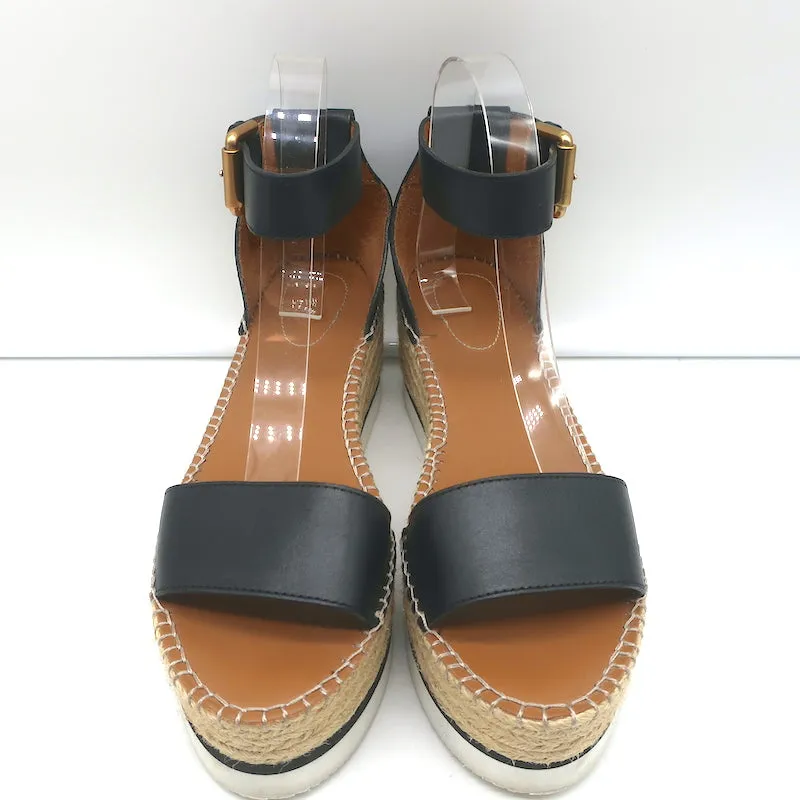 Sandales plateforme espadrilles See by Chloe Glyn en cuir noir taille 39