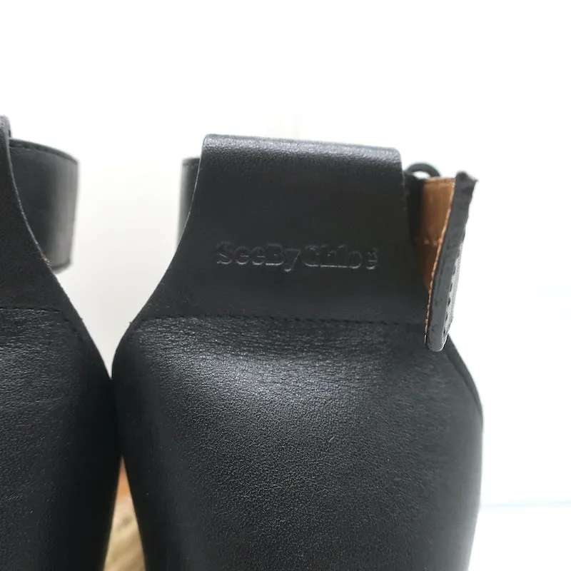 Sandales plateforme espadrilles See by Chloe Glyn en cuir noir taille 39