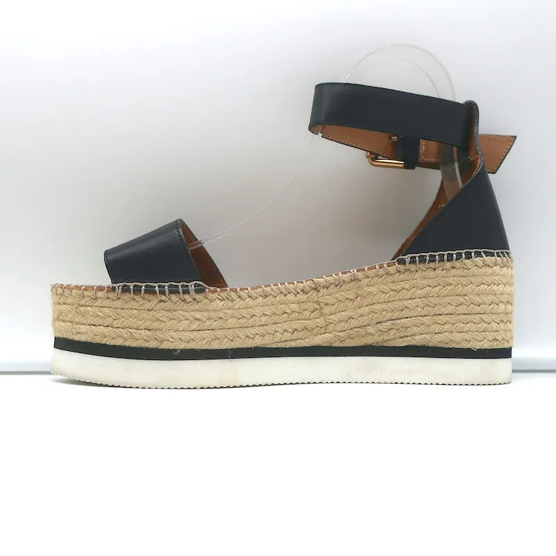 Sandales plateforme espadrilles See by Chloe Glyn en cuir noir taille 39
