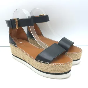 Sandales plateforme espadrilles See by Chloe Glyn en cuir noir taille 39