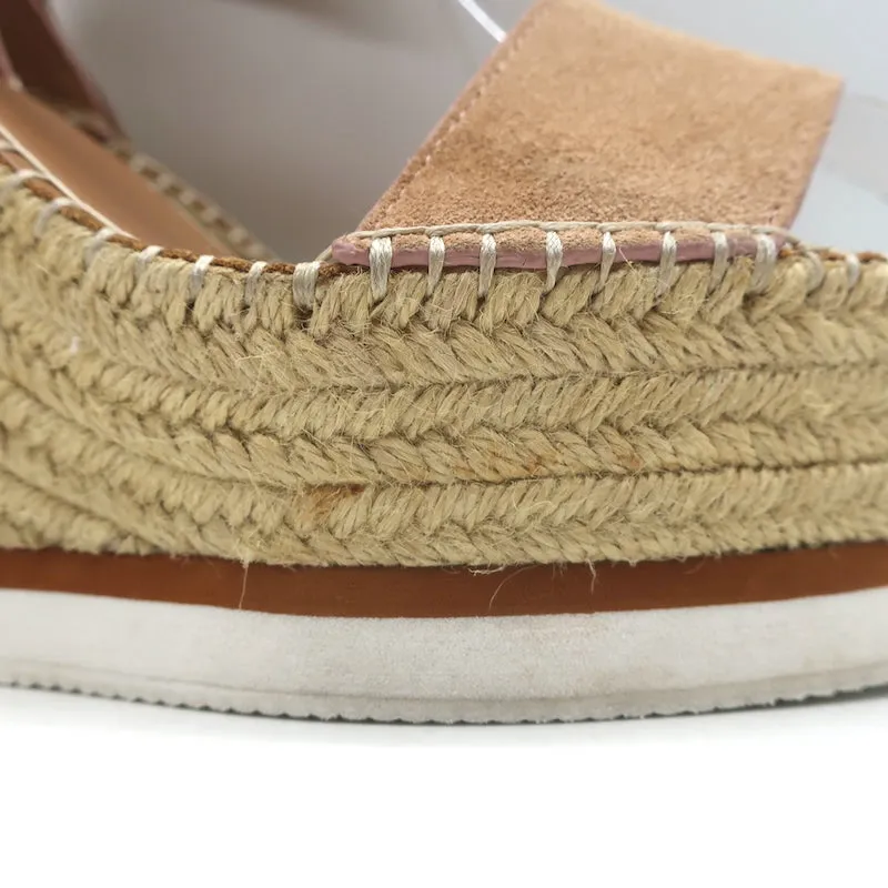 See by Chloé Glyn Escarpins à Plateforme Espadrille à Wedge en Suède Beige Taille 37