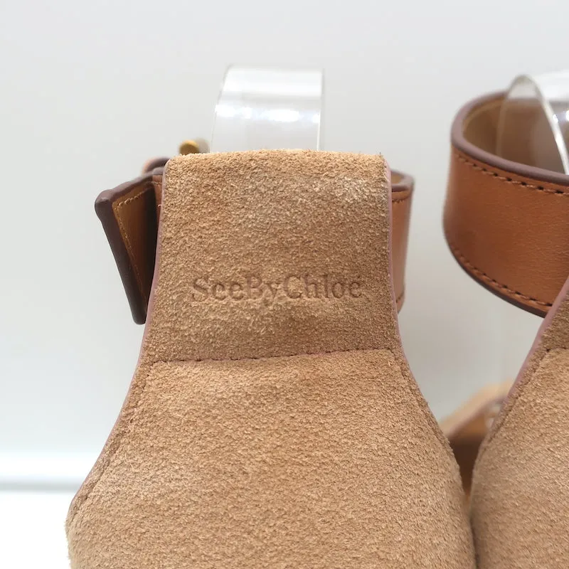 See by Chloé Glyn Escarpins à Plateforme Espadrille à Wedge en Suède Beige Taille 37