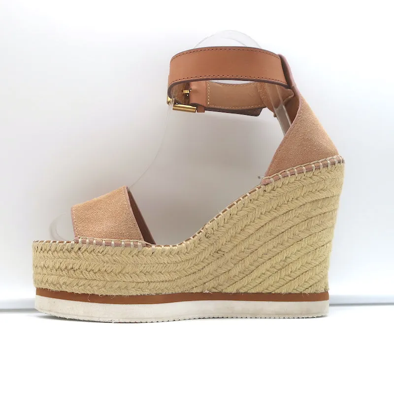 See by Chloé Glyn Escarpins à Plateforme Espadrille à Wedge en Suède Beige Taille 37