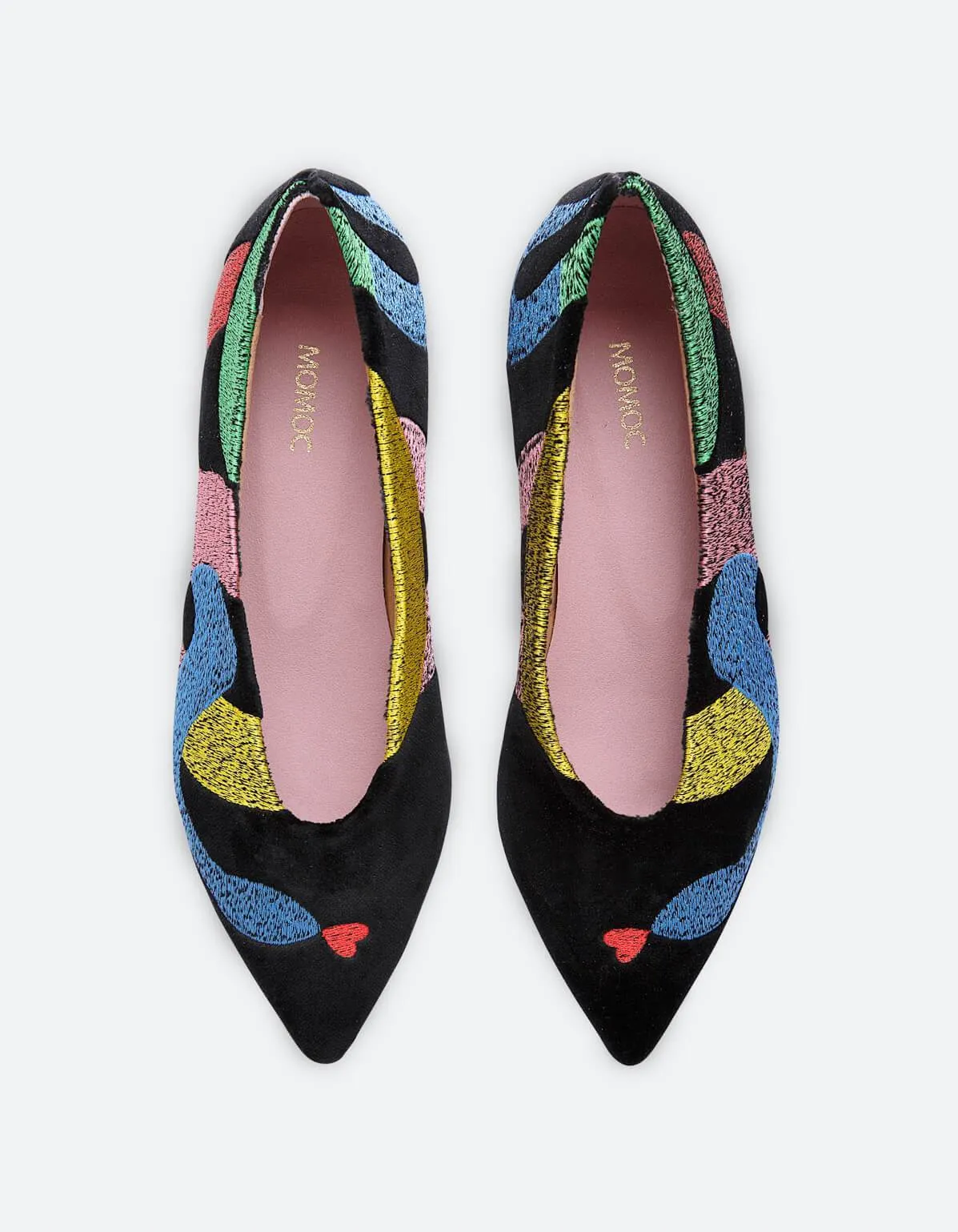 Soul of Colette Ballerines Véganes Brodées en Simili-Cuir Écologique | Noir
