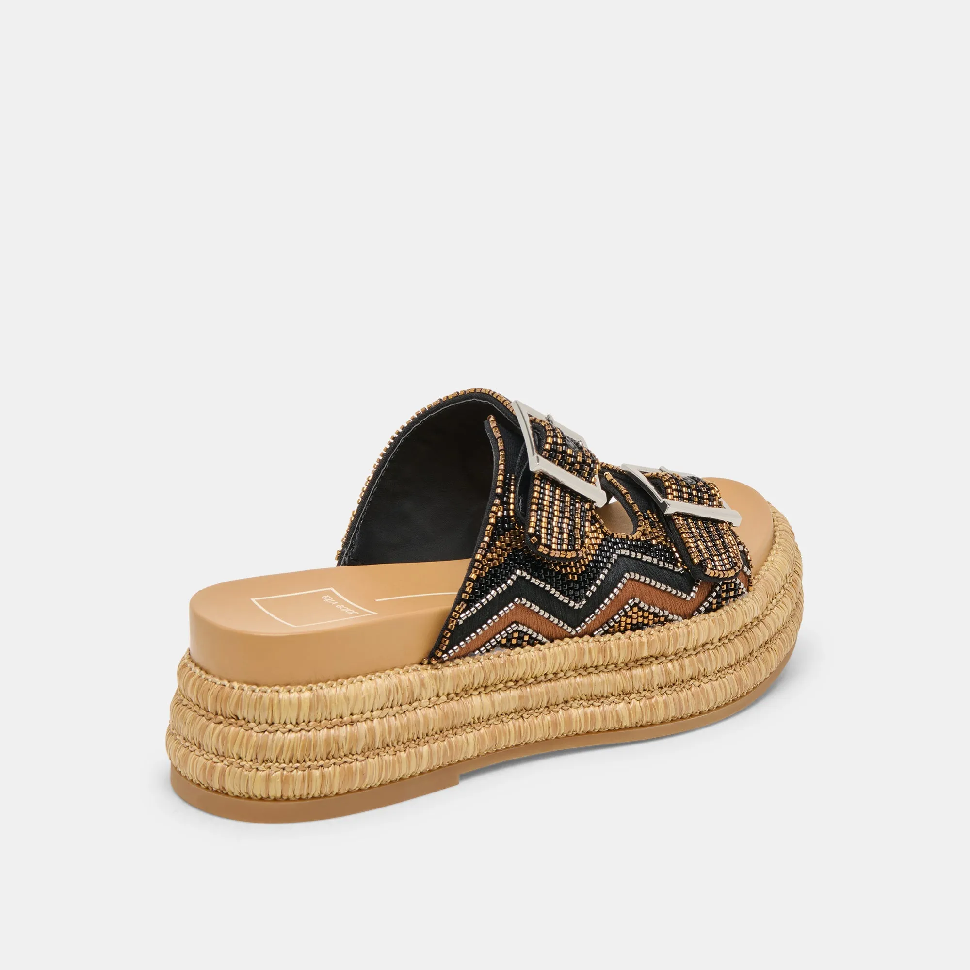 SANDALES WIXIE NOIRES PERLES MULTICOLORES