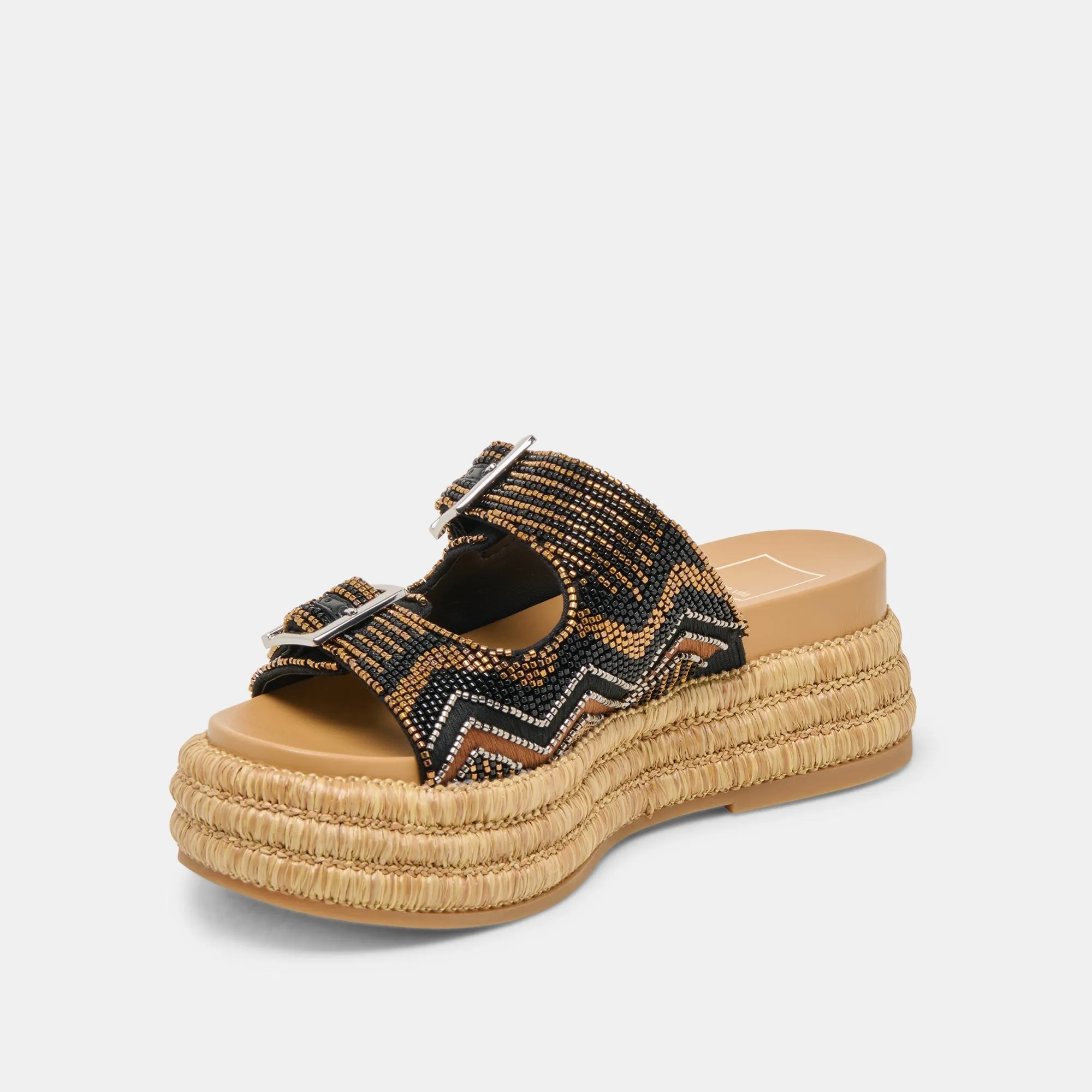 SANDALES WIXIE NOIRES PERLES MULTICOLORES