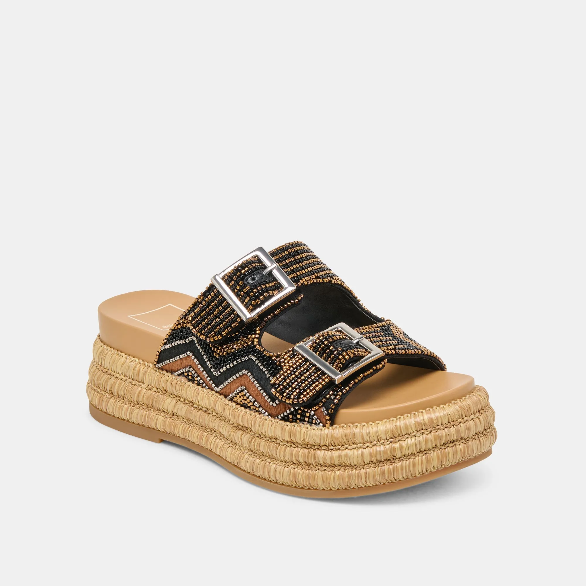SANDALES WIXIE NOIRES PERLES MULTICOLORES