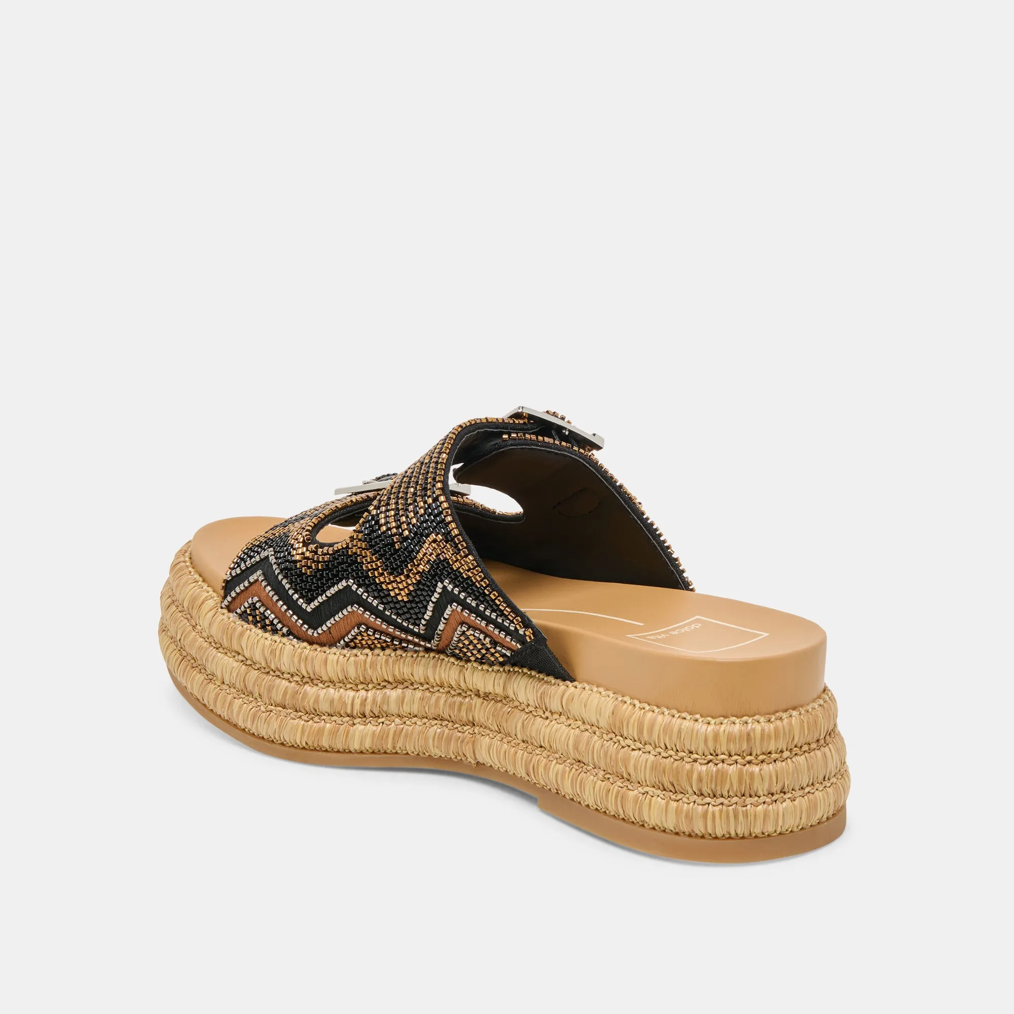 SANDALES WIXIE NOIRES PERLES MULTICOLORES