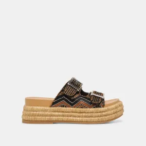 SANDALES WIXIE NOIRES PERLES MULTICOLORES